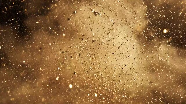 Luxury Golden Dust Explosion with Floating Metallic Particles Abstract Background