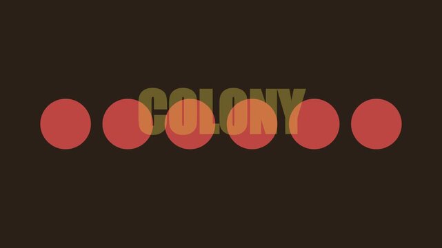 Minimalist motion colony title animation with red dots and bold yellow typography for modern corporate branding and presentation 4k