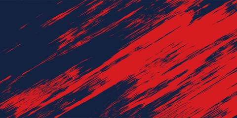 A dynamic abstract background features a bold contrast of red and navy blue separated by angled brush strokes, creating a visually striking and textured composition © Muis