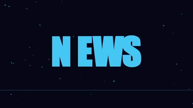 News broadcast intro motion with blue typography and particle animation 4k background, media journalism