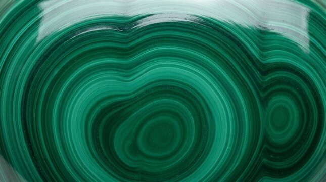 Macro background texture of a premium green malachite stone pattern showing complex swirling kidney-shaped configurations