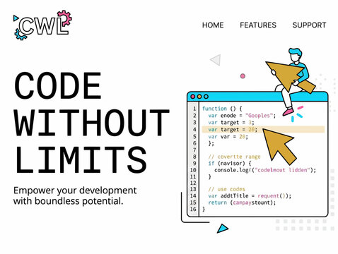 Code Without Limits Web Tool Dev UI UX Design App Tech Soft Script Page Site
