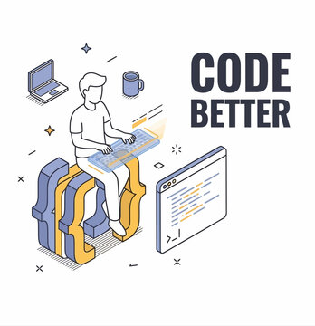Man dev sits on code marks type on keys for work fast now