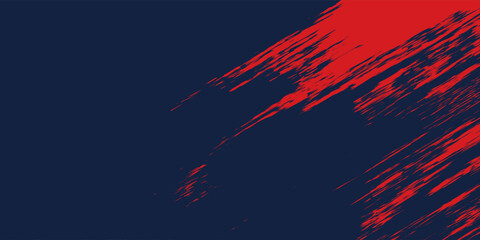 A dynamic abstract background features a bold contrast of red and navy blue separated by angled brush strokes, creating a visually striking and textured composition © Muis