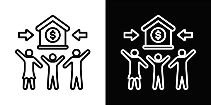 Household Income Icon White And Black Background Style