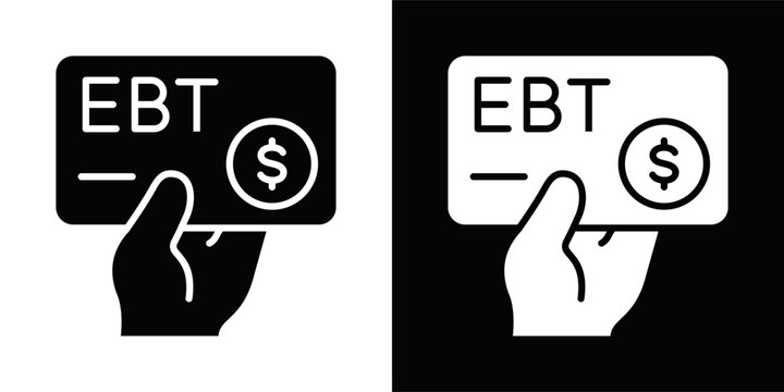 EBT Card Icon White And Black Background Style