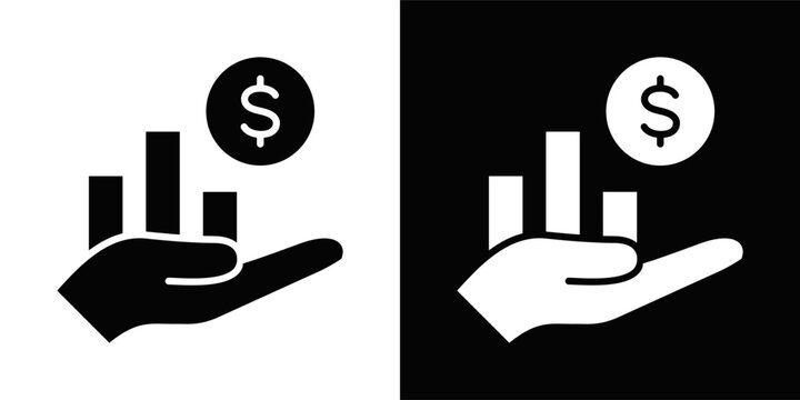 Poverty Reduction Icon White And Black Background Style