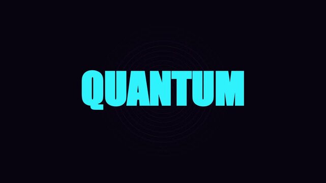 Quantum text animation with pulsing circular 4k background, for science and, technology presentations