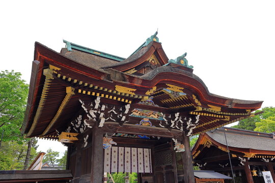  Kitano Tenman gu Shrine with 10th-century origins featuring in Kamigyo Ward, Kyoto, Japan