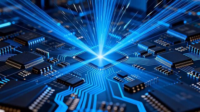 Closeup of illuminated circuit board