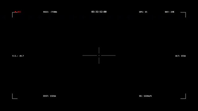 drone camera recording interface clean minimalist white cinematic flight overlay 4K
