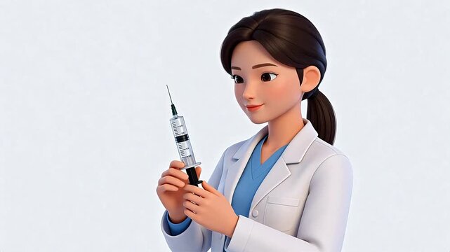 Cartoon doctor holding syringe