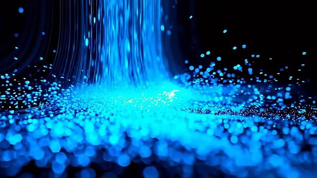 Abstract blue light particles and lines