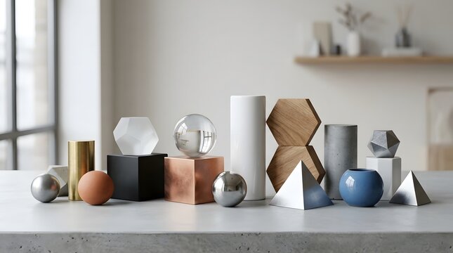 Modern Geometric Objects Display for Interior Design