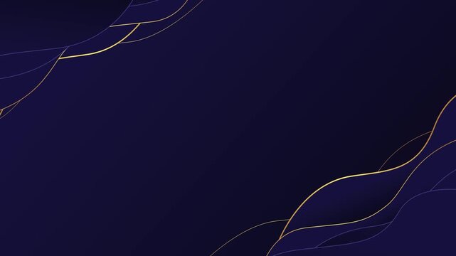 Elegant Dark Blue and Gold Wavy Background Loop
