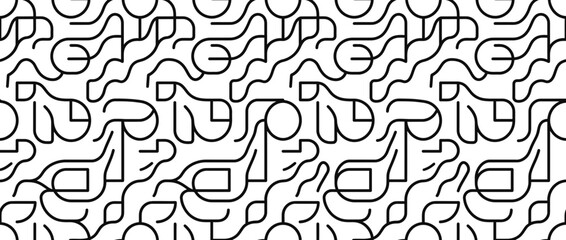 Fototapeta premium Abstract Geometric Pattern, Black Lines on White Background, Modern Design