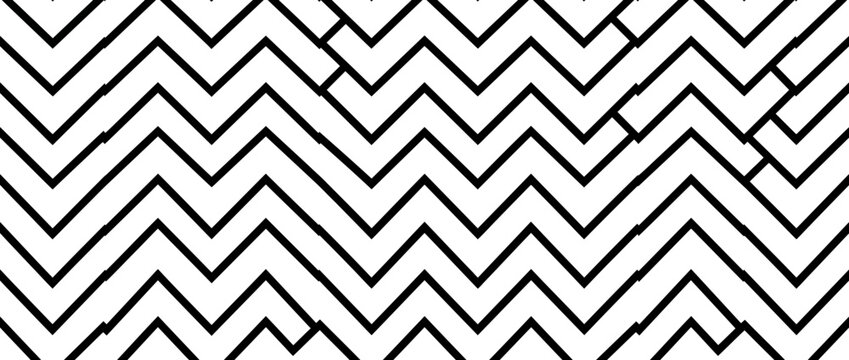 Abstract Black White Zigzag Pattern, Geometric Chevron Background