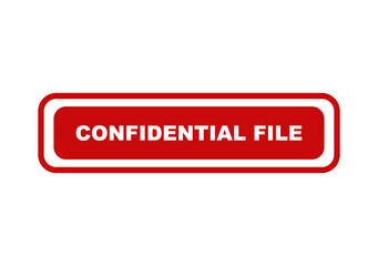 Fototapeta premium Red confidential file rectangular label sign with white border and bold text isolated for secure business document use isolated on transparent background