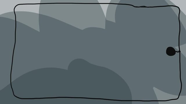 A thin wire frame with a lever moving up and sideways twitches over the changing grey mass of the background.