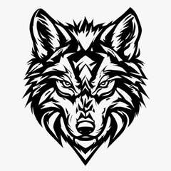Fototapeta premium Aggressive Wolf Head Tribal Vector Logo Design wolf head vector