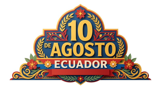 Texto de Celebraci&oacute;n del 10 de Agosto en Ecuador en estilo de papel cortado