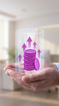 Financial growth investment profit business success customer value proposition cvp hand coin upward arrow increase saving wealth currency economy
