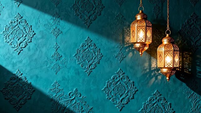 Decorative wall with ornate lanterns
