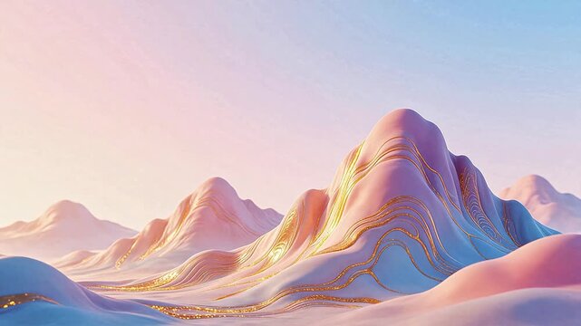 Abstract mountain landscape with golden lines