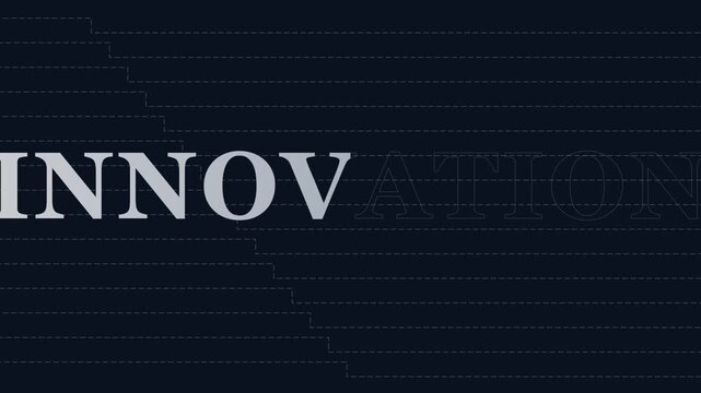 Innovation typography motion with minimalist dashed lines for corporate technology and business strategy presentations animation 4k
