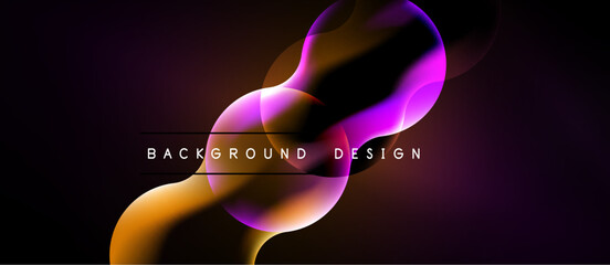 Naklejka premium Abstract fluid shapes, vibrant colors, dark background. Modern design element, perfect for digital projects, presentations.