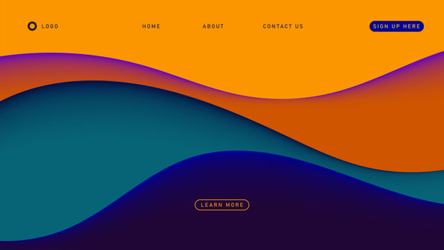 Abstract Modern Website Landing Page Template with Fluid Wave Design