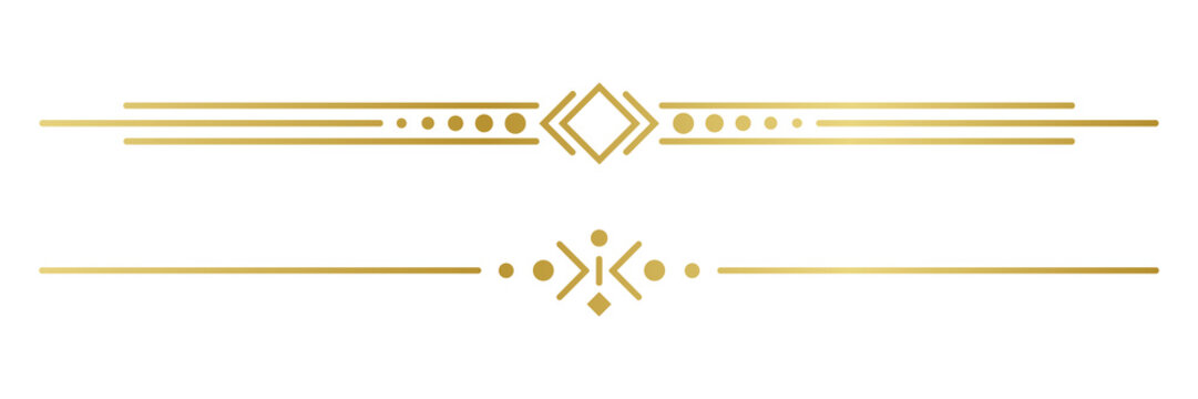 Set of two gold luxury text dividers featuring diamond and as PNG asset