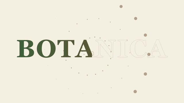 Minimalist botanical typography motion with soft dot pattern animation 4k