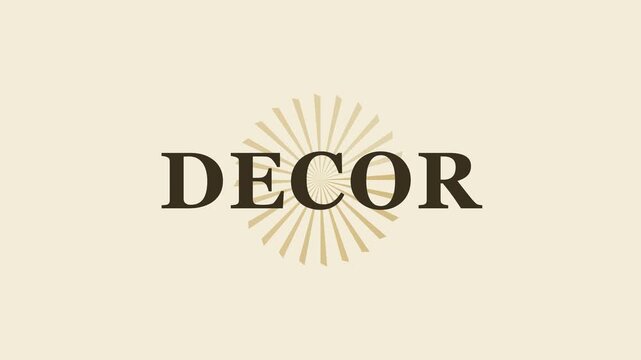 Minimalist decor typography motion with sunburst animation for interior and home styling branding 4k