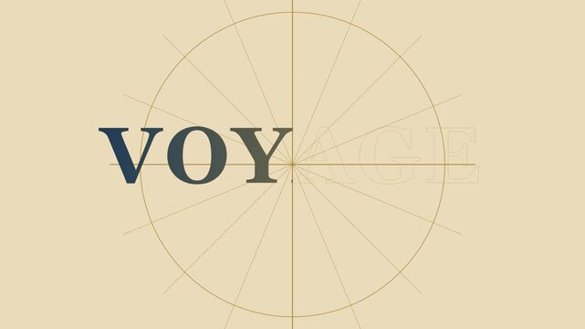 Minimalist voyage typography animation with compass rose for travel and exploration concepts 4k motion compass