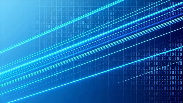 Blue digital binary code lines