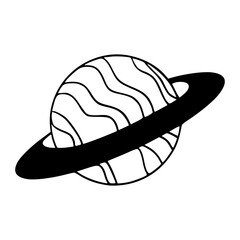 simple line art doodle of a cosmic planet with planetary rings © Zen20
