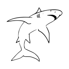 Fototapeta premium simple line art of a swimming great white shark