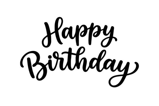 Happy Birthday Black Handwriting Text Reveal Animation on White Background