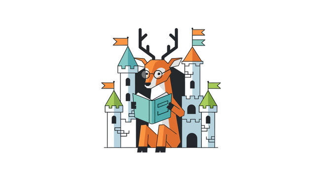 Deer Reading Book at Castle