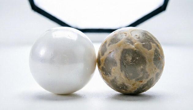 Virgin and recycled polypropylene pellets macro, circular plastics  