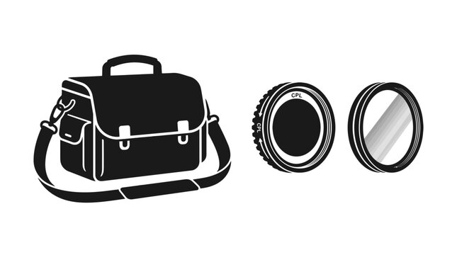 Camera Bag and Lens Filters - Photography Equipment Silhouette