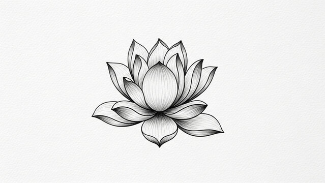 Hand Drawn Lotus Flower Sketch for Spiritual Wellness Branding and Intricate Zen Tattoo Template on Textured Background