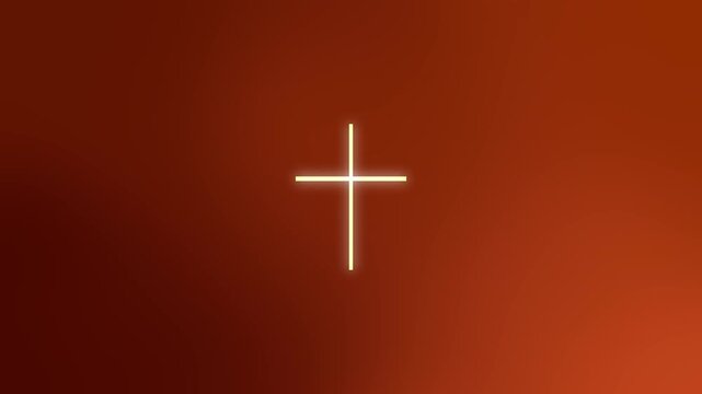 Glowing Christian Cross on Warm Red Gradient Background with Minimalist Spiritual Light and Modern Faith Concept