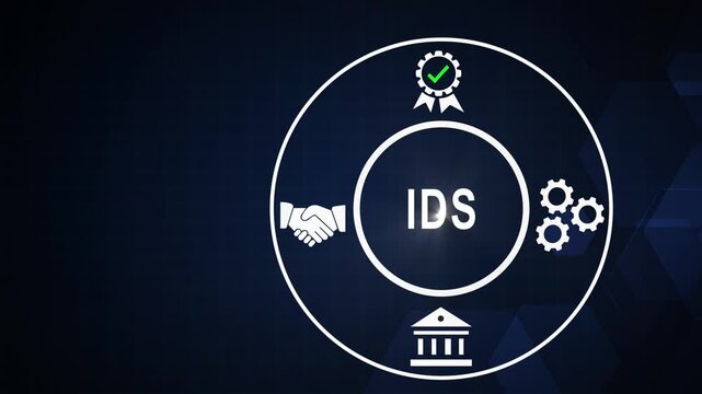 Ids business concept infographic animation with handshake, gears, and certification for corporate strategy and development presentations