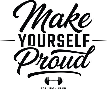 Motivational Fitness Text Design With Barbell Illustration