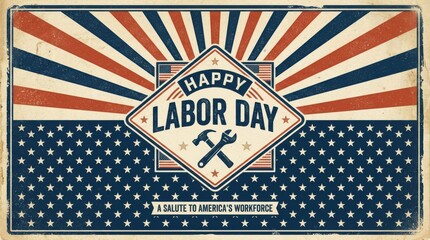 Obraz premium Vintage labor day greeting card with patriotic theme