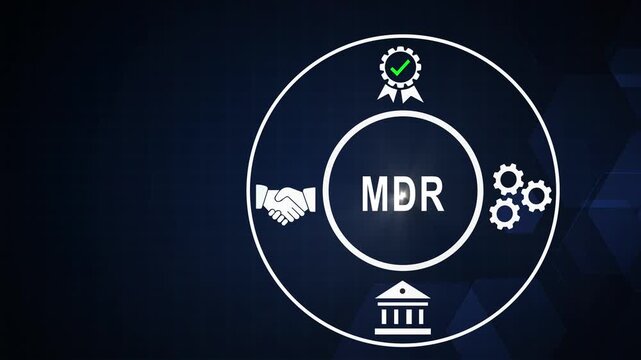 Mdr managed detection and response cybersecurity concept with animated for business security, data protection, and threat intelligence solutions