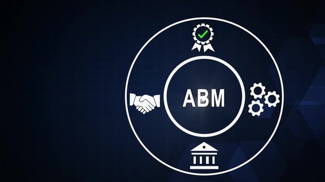 Account-based marketing abm strategy concept with animated business and corporate growth symbols for digital marketing and b2 b sales presentations