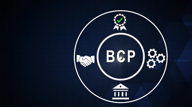 Business continuity planning bcp concept infographic with animated for corporate strategy, risk management, and organizational resilience presentation